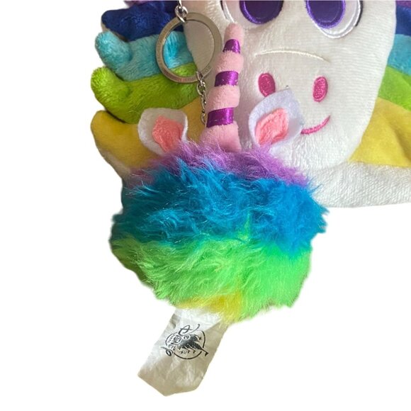 Disney Parks Inside Out Rainbow Unicorn Plush Purse W/Fluffy Charm-GUC - Picture 3 of 8